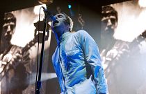 Liam Gallagher of Oasis performs during the British band's concert in Los Angeles in 2008