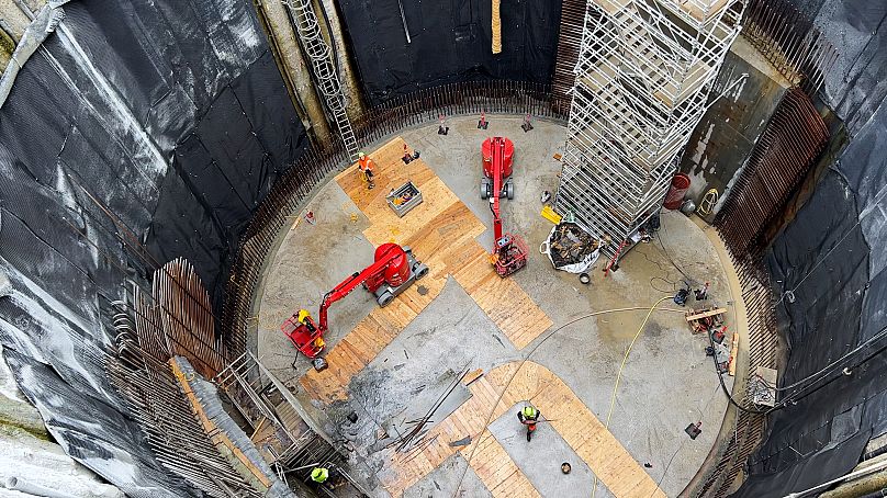 Vista della stazione di pompaggio di un tunnel per nubifragi in costruzione vicino al porto di Copenaghen