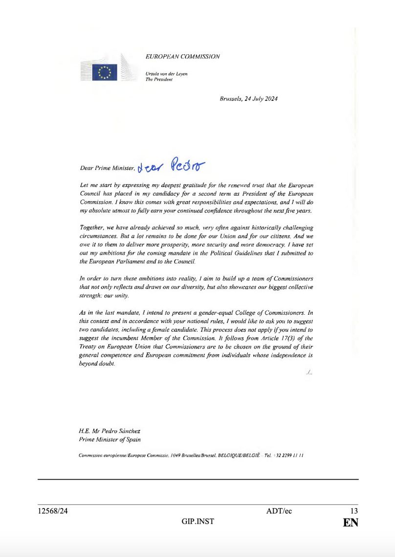 Carta de Ursula von der Leyen