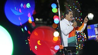 President Nicolas Maduro speaks to supporters in Caracas, Venezuela, Dec. 3, 2023.