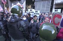 Retirees protesting against Argentine President Javier Milei's veto of a bill 