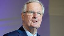 Michel Barnier attends a media conference in Paris, 14 March 2022