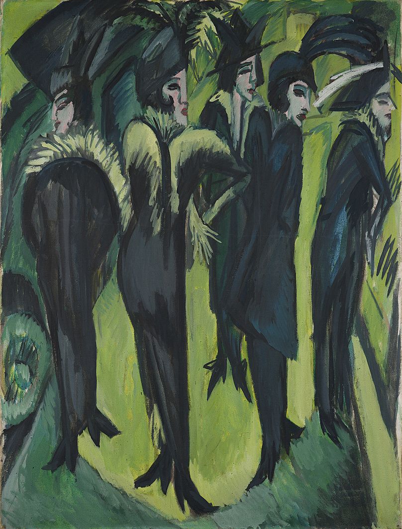 Cinco mulheres na rua (1913) de Ernst Ludwig Kirchner