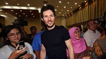 In this Aug. 1, 2017 file photo, Telegram co-founder Pavel Durov attends meeting with Indonesian Communication and Information Minister Rudiantara in Jakarta, Indonesia.