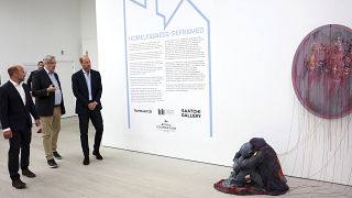 Britain's Prince William, the Prince of Wales attends the "Homelessness: Reframed" exhibition at the Saatchi Gallery, Thursday, 5 September, 2024 in London.