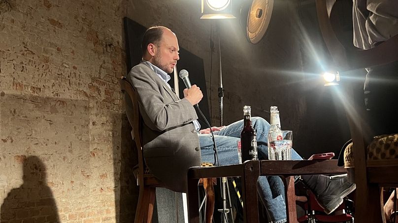 Vladimir Kara-Murza speaks in Berlin.