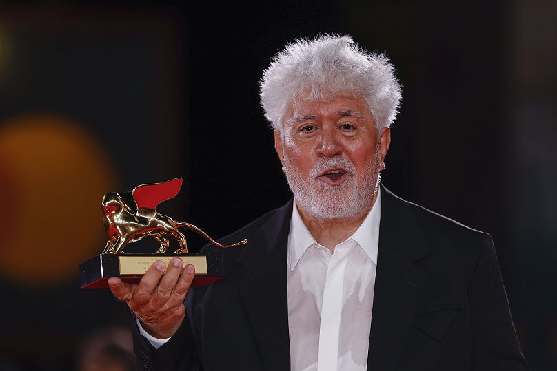 Pedro Almodovar with his Golden Lion