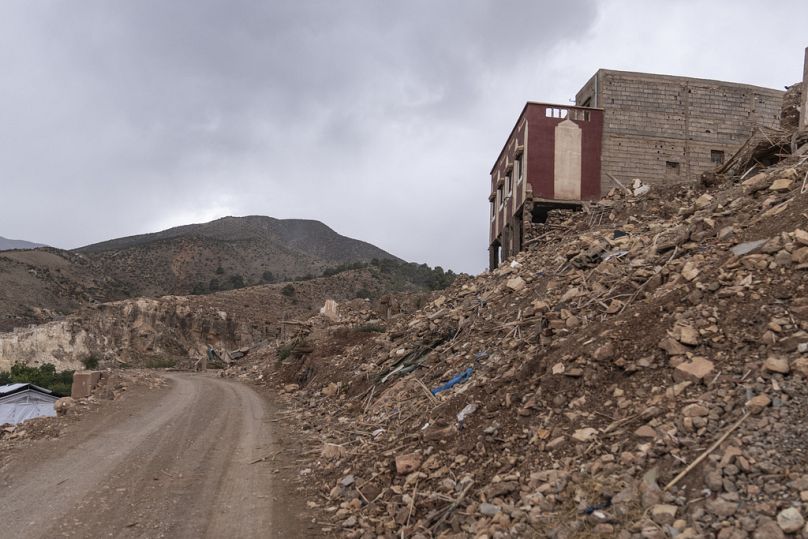 Wreckage caused an earthquake in the town of Imi N'tala, Morocco, outside Marrakech, Tuesday, Sept. 12, 2023, and the same 