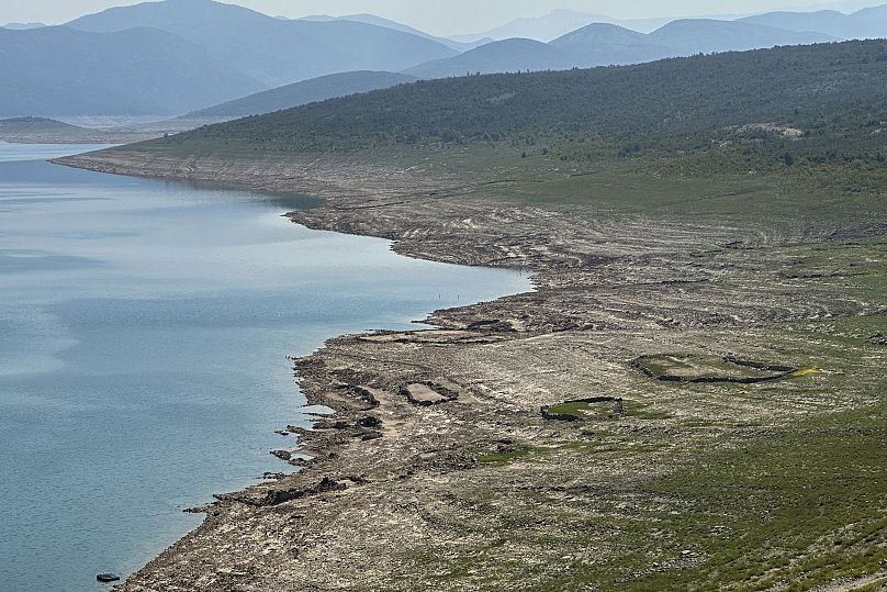 The dried out Bileca lake, near the town of Bileca, Bosnia.