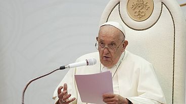 Papa Francisco discursa no Palácio Presidencial em Díli, Timor-Leste, segunda-feira, 9 de setembro de 2024