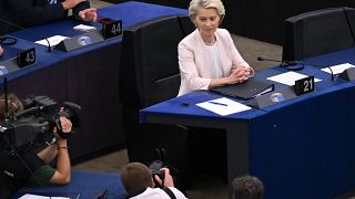 Ursula von der Leyen az Európai Parlament plenáris ülésén Strasbourgban július 18-án