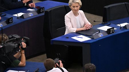 Ursula von der Leyen az Európai Parlament plenáris ülésén Strasbourgban július 18-án