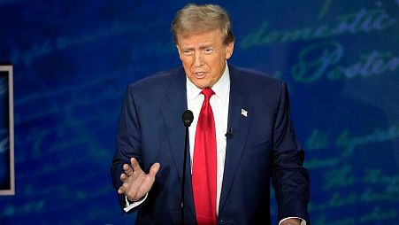 Donald Trump speaks during a presidential debate with Vice President Kamala Harris at the National Constitution Center, 10 September 2024, in Philadelphia.