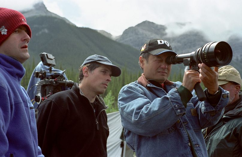 Ang Lee nas gravações de 'Brokeback Mountain'