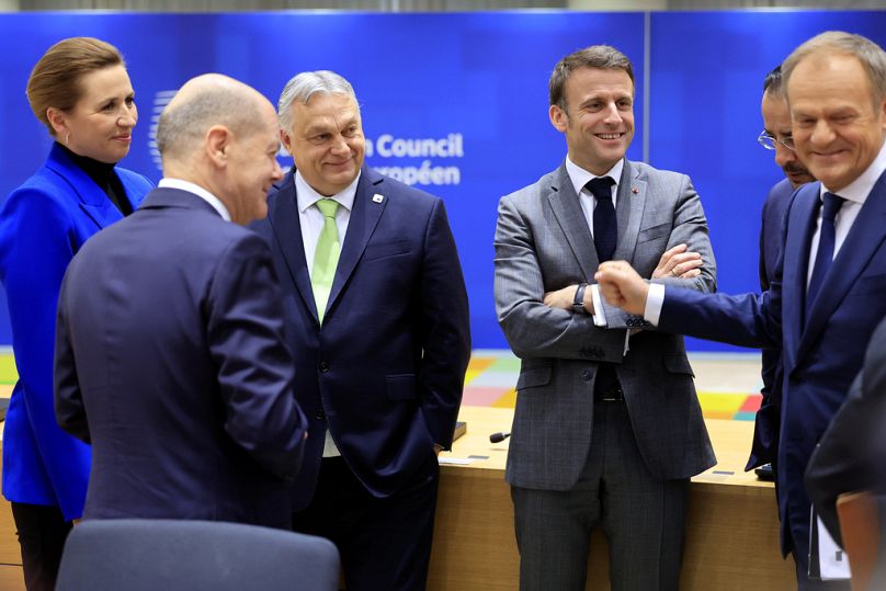 European leaders during a round table meeting at an EU Summit in Brussels, 21 March 2024