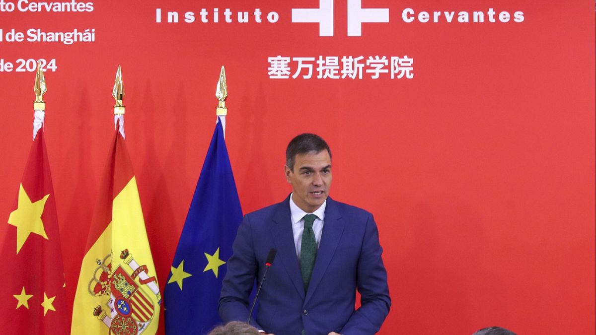 Il primo ministro spagnolo Pedro Sánchez alla cerimonia di inaugurazione dell'Instituto Cervantes a Shangai, 10 settembre 2024