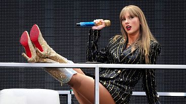 Taylor Swift performs at Wembley Stadium as part of her Eras Tour on Friday, 21 June 2024 in London. 