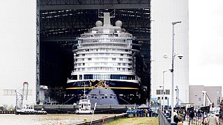 The cruise ship "Disney Wish" at Meyer Werft in Papenburg, Germany. 11 February 2022.