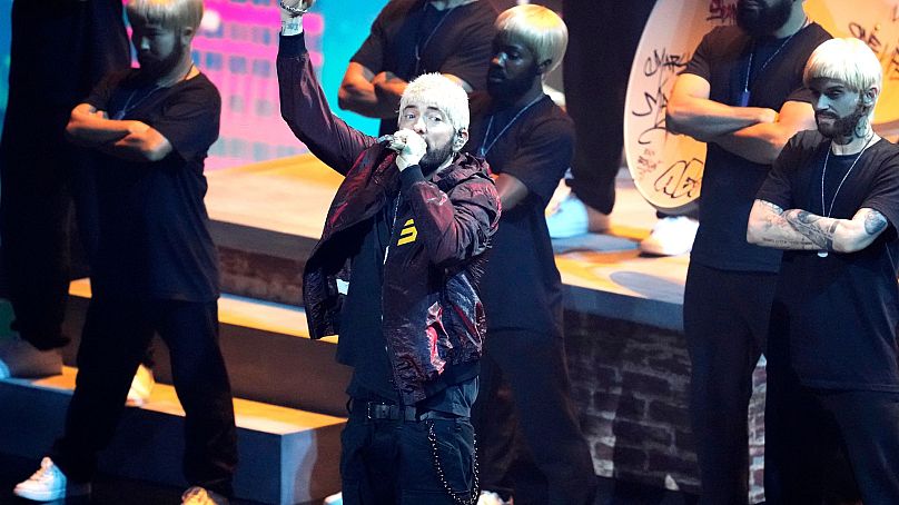 Eminem cantando 'Houdini' durante los premios MTV Video Music Awards el 11/09/2024