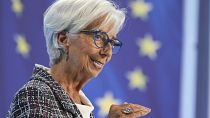 Il Presidente della Banca Centrale Europea (BCE) Christine Lagarde parla durante una conferenza stampa presso la sede della BCE a Francoforte, Germania, giovedì 18 luglio 2024.