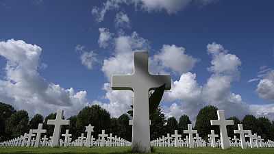 Crosses and Star of David headstones at the Netherlands American Cemetery in Margraten, southern Netherlands, on Wednesday, Sept. 11, 2024. 