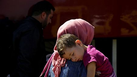 Requerentes de asilo sírios num campo de refugiados em Kokkinotrimithia, em Chipre