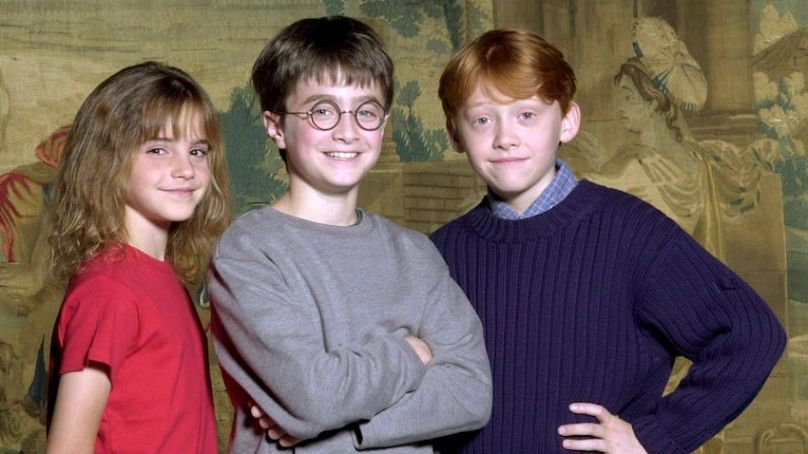 Baby-faced wizards: Emma Watson, Daniel Radcliffe and Rupert Grint. 