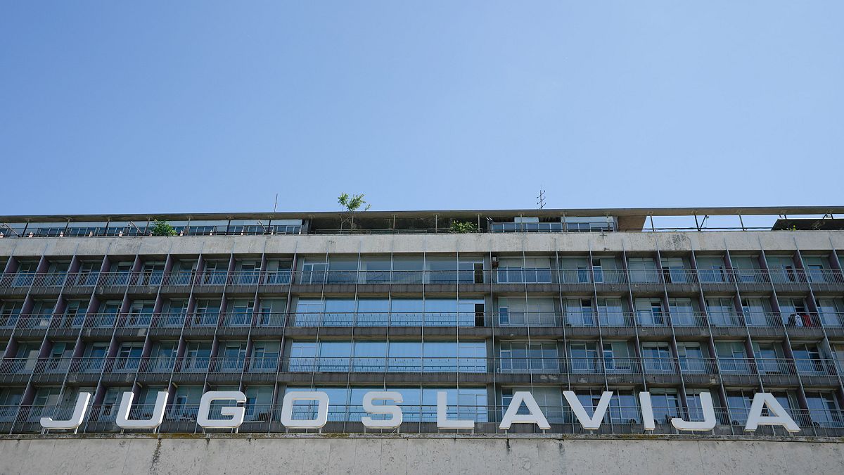 A tree grows on roof of Belgrade's iconic hotel Jugoslavija (Yugoslavia) in Belgrade, 27 April 2024