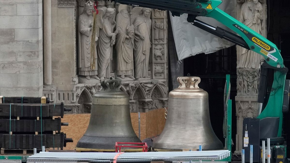 En images : les cloches de la cathédrale Notre-Dame remplacées lors de la restauration après l'incendie