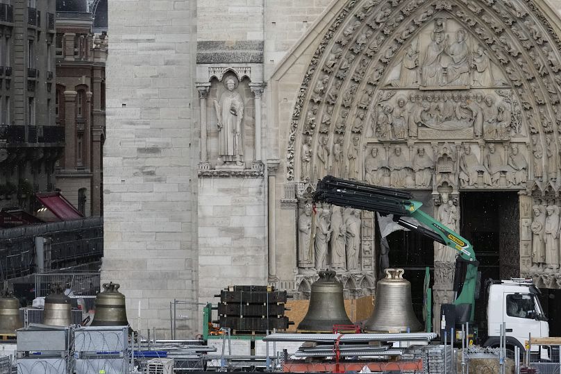 Bells arrive at the Notre Dame cathedral