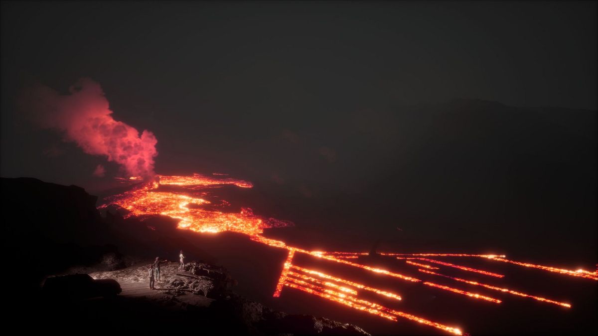 Un render de lava reformándose para crear los cimientos de un edificio por los arquitectos islandeses s.ap.