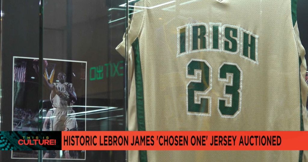 Iconic high school jersey worn by basketball star LeBron James on auction