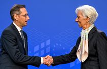 Hungarian Finance Minister Mihály Varga and the President of ECB Christina Lagarde