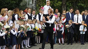 L'ouverture traditionnelle de l'année scolaire, connue sous le nom de Journée de la connaissance, à Minsk, au Bélarus, le samedi 1er septembre 2018.