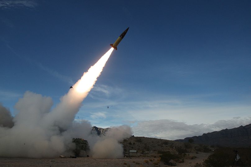 US soldiers carry out live fire testing with an early version of the ATACMS system at White Sands Missile Range, December 14, 2021