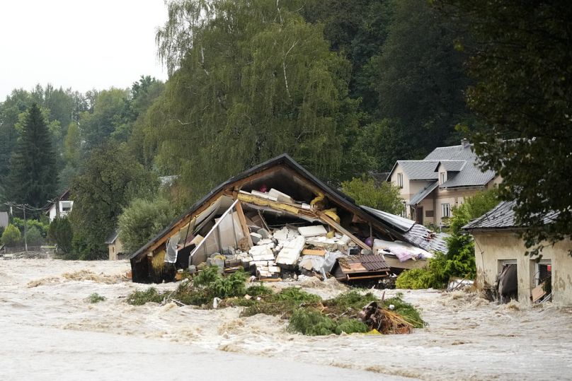 Une maison détruite à Jesenik, en République tchèque, dimanche 15 septembre 2024.