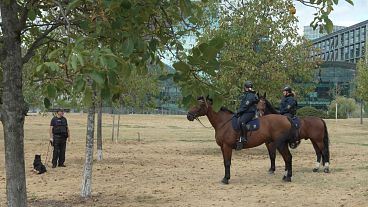 Polícia alemã a cavalo em Berlim