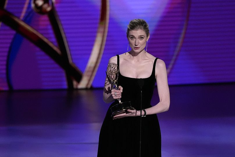 Elizabeth Debicki accepts the award for outstanding supporting actress in a drama series for "The Crown"