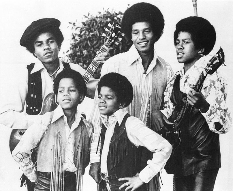 The Jackson 5: Marlon Jackson, front left; Tito Jackson, back left; Jackie Jackson, back center; Jermaine Jackson, back right; Michael Jackson, center