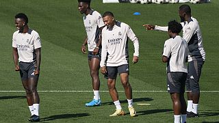 Mbappé trains with Real Madrid ahead of his first UEFA Champions League game with the club