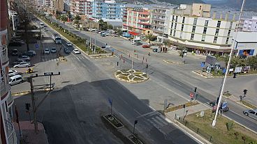 Mersin'de bulunan Bozyazı ilçe meydanının havadan görünümü