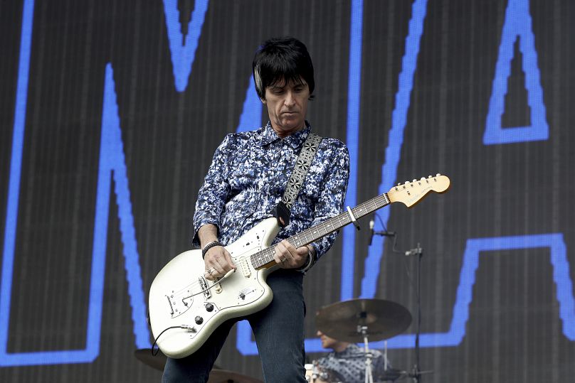 Johnny Marr performs at the Other Stage on the fourth day of the Glastonbury Festival at Worthy Farm, Somerset, England, Saturday, June 29, 2019.