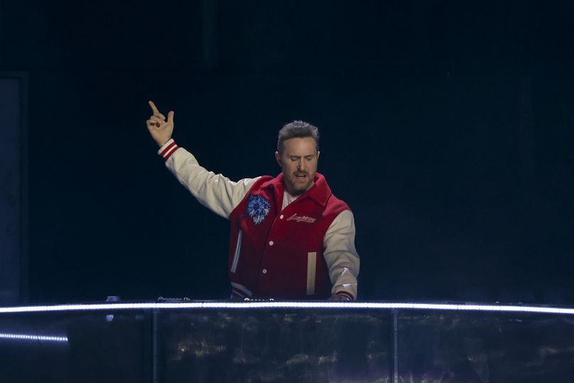 David Guetta performs at the Brit Awards 2023 in London, Saturday, Feb. 11, 2023