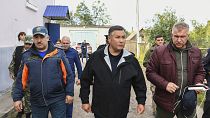 Tver region governor Igor Rudenya arrives to attend a meeting of the operational headquarters in Toropets.