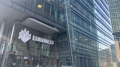 External photo of Euronext, the pan-European stock exchange in Paris, France. 2024.