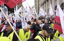 Some 300 Polish coal miners angered by the European Union directive reducing methane emissions protest noisily before the EU office saying it will deprive them of their jobs.