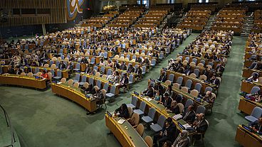 Uma vista geral mostra a 79ª sessão da Assembleia Geral das Nações Unidas