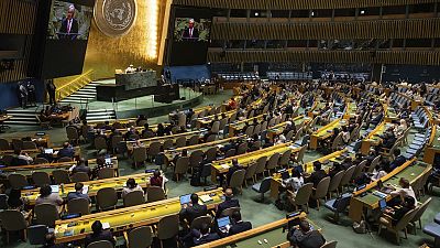 António Guterres, Secretário-Geral das Nações Unidas, discursa durante a 79.ª sessão da Assembleia Geral das Nações Unidas, terça-feira, 10 de setembro de 2024.