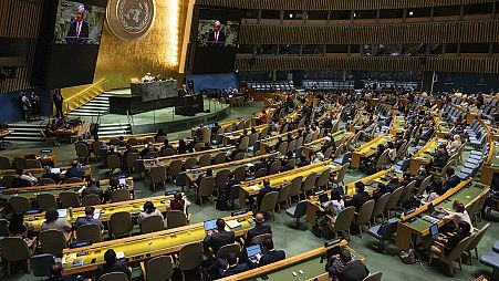 António Guterres, Secretario General de las Naciones Unidas, habla durante la 79ª sesión de la Asamblea General de las Naciones Unidas, el martes 10 de septiembre de 2024.