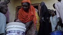 Displaced people in camp